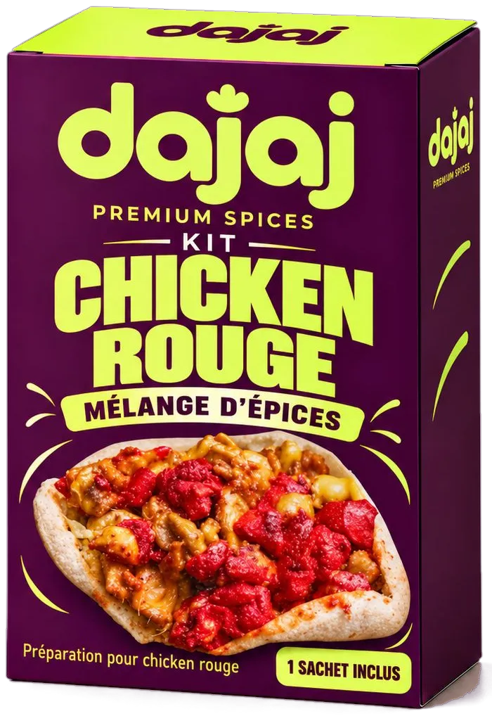 Packaging du kit DAJAJ Chicken Rouge, mélange d'épices